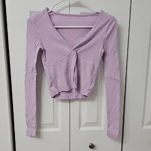 Aeropostale Lavender Long Sleeve Crop Top